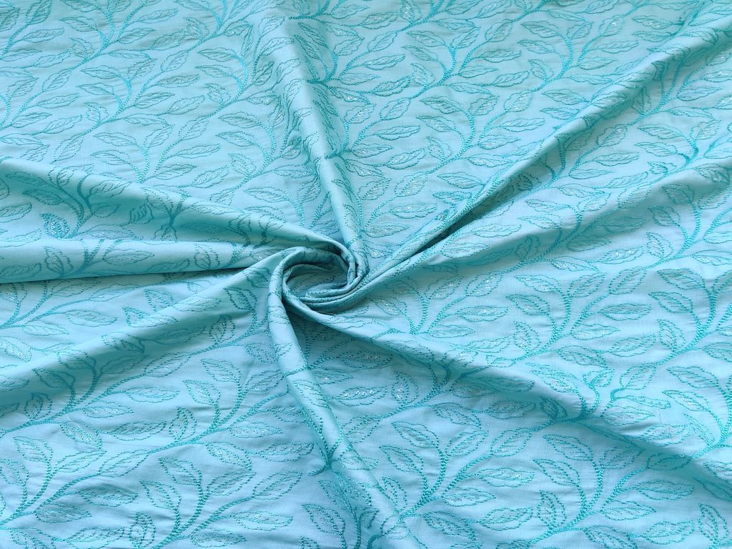 aqua-blue-sequins-thread-embroidered-cotton-satin-fabric