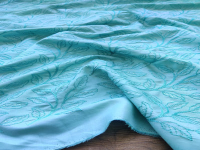 aqua-blue-sequins-thread-embroidered-cotton-satin-fabric