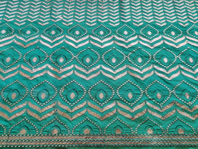 peacock-green-gota-patti-taffeta-silk-fabric