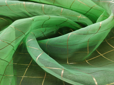 green-golden-weaved-checks-organza