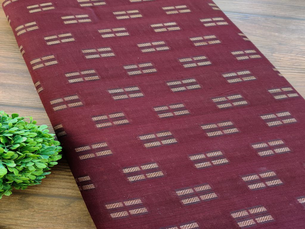 maroon-self-pattern-geometric-cotton-fabric