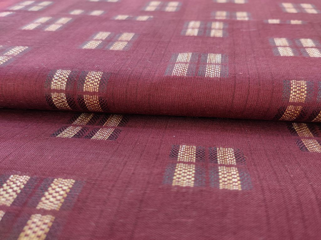 maroon-self-pattern-geometric-cotton-fabric