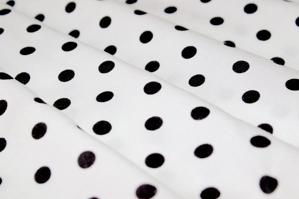 White Polka Dots Print Rayon Cotton Fabric