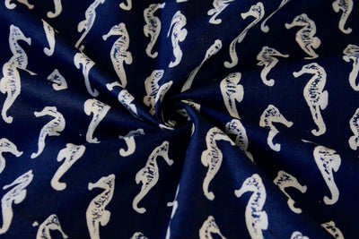navy-blue-white-seahorses-printed-pure-cotton-rayon-fabric
