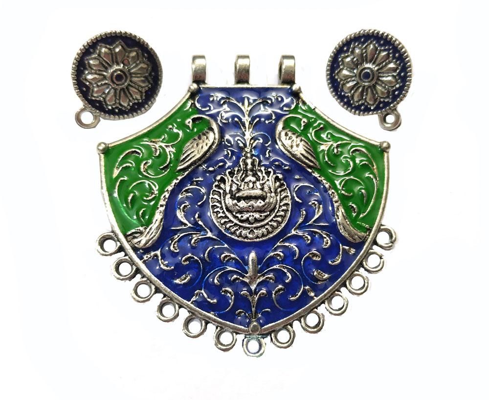 blue-and-green-peacock-pendant-set