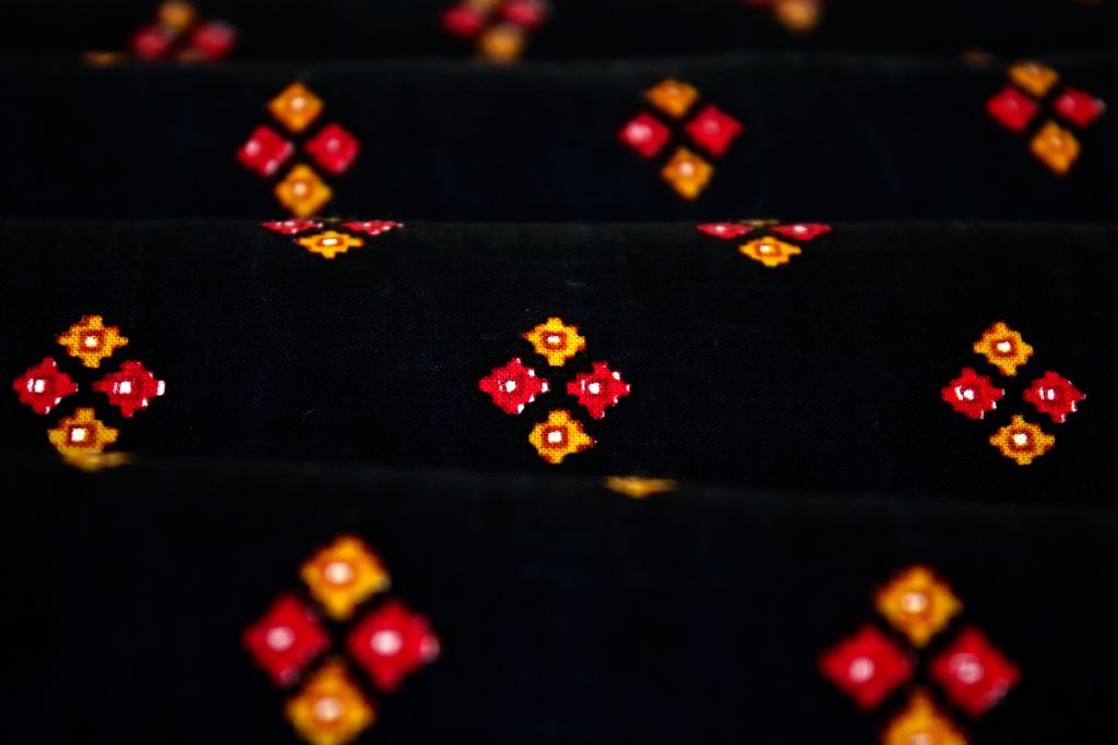 black-red-mustard-geometric-printed-pure-cotton-fabric