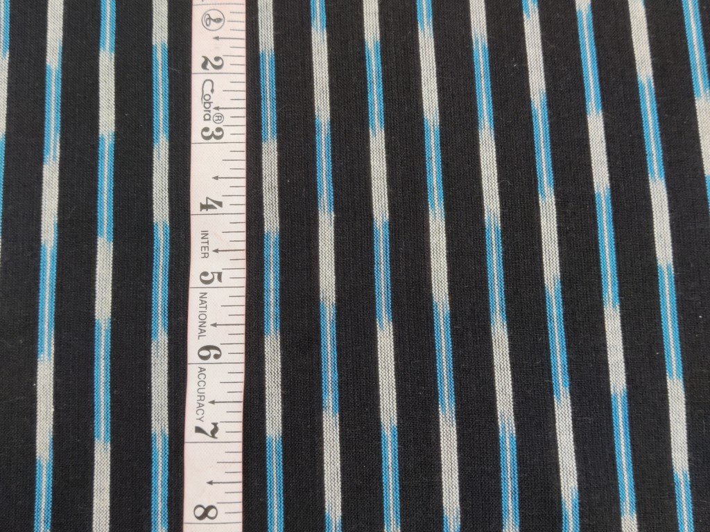 black-fabric-with-blue-and-white-stripes-handloom-pure-cotton-ikat-fabric