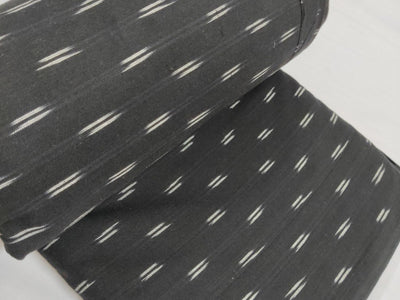 black-color-geometric-design-handloom-pure-cotton-ikat-fabric