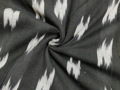 black-geometric-design-handloom-pure-cotton-ikat-fabric