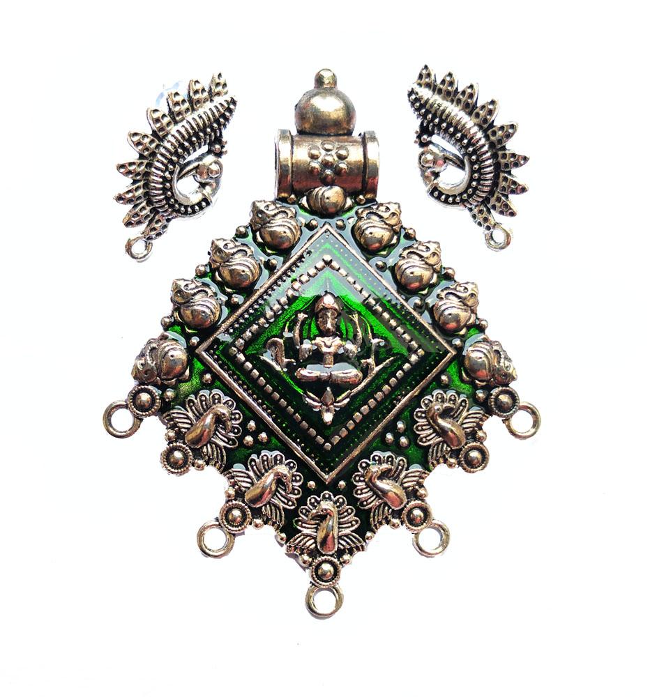 german-silver-pendant-set-with-green-enamel-work