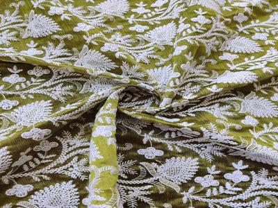 green-white-embroidered-chikankari-chanderi