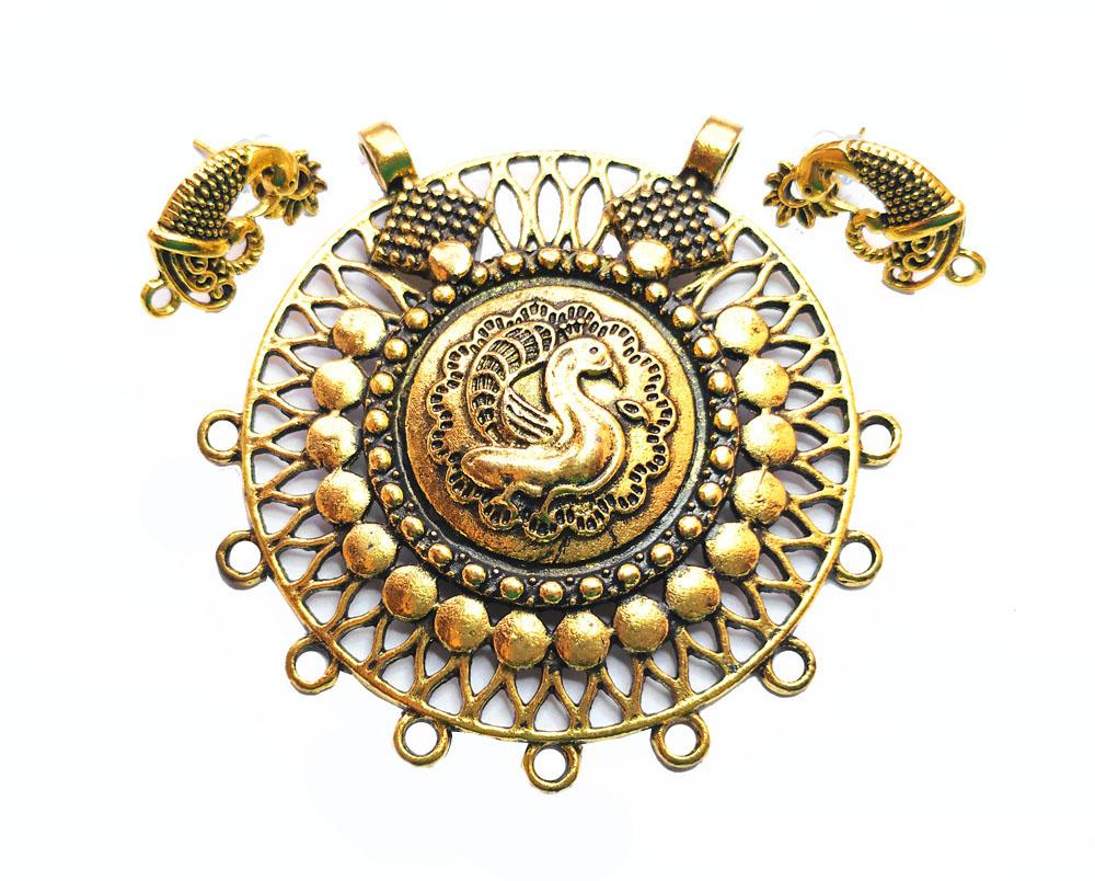 antique-golden-peacock-designer-pendant-set