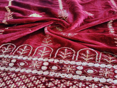maroon-golden-sequinned-embroidered-velvet-fabric-with-border