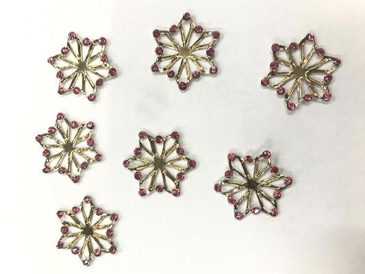 golden-pink-flower-metal-embellishment-with-iron-base