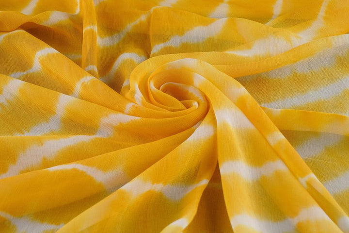 Buy Leheriya Fabric Online Yellow White Leheriya Tie And Dye