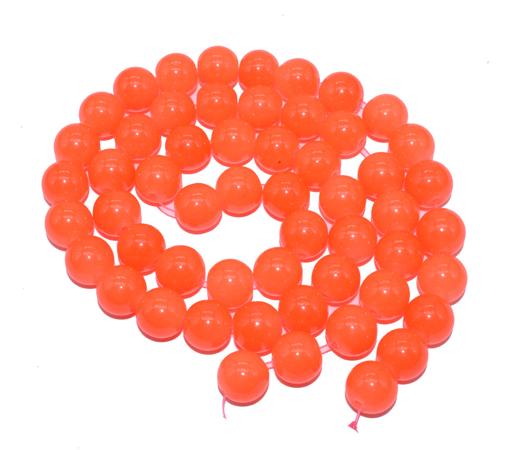 Tangerine Round Painted Glass Beads