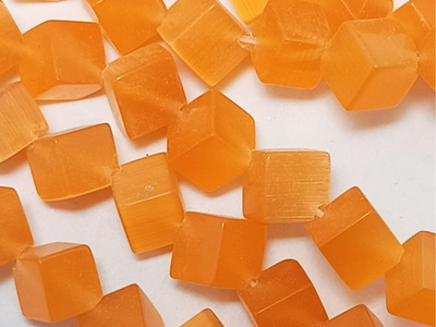 Orange Monalisa Cube Stone Beads