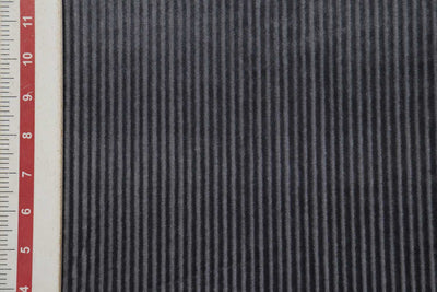 Precut of 1.5 Meters of Grey Pleated Velour Velvet Fabric