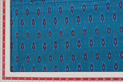 Light Blue Cotton Silk Ikat Fabric