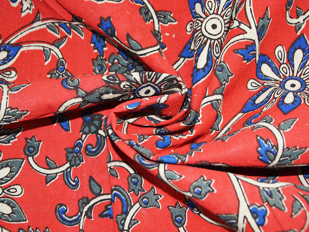 red-floral-kalamkari-fabric