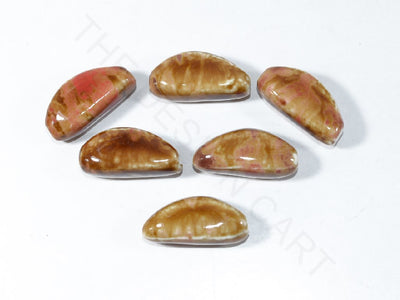 Brown Pink Semi-Spherical Ceramic Beads (4098684977221)