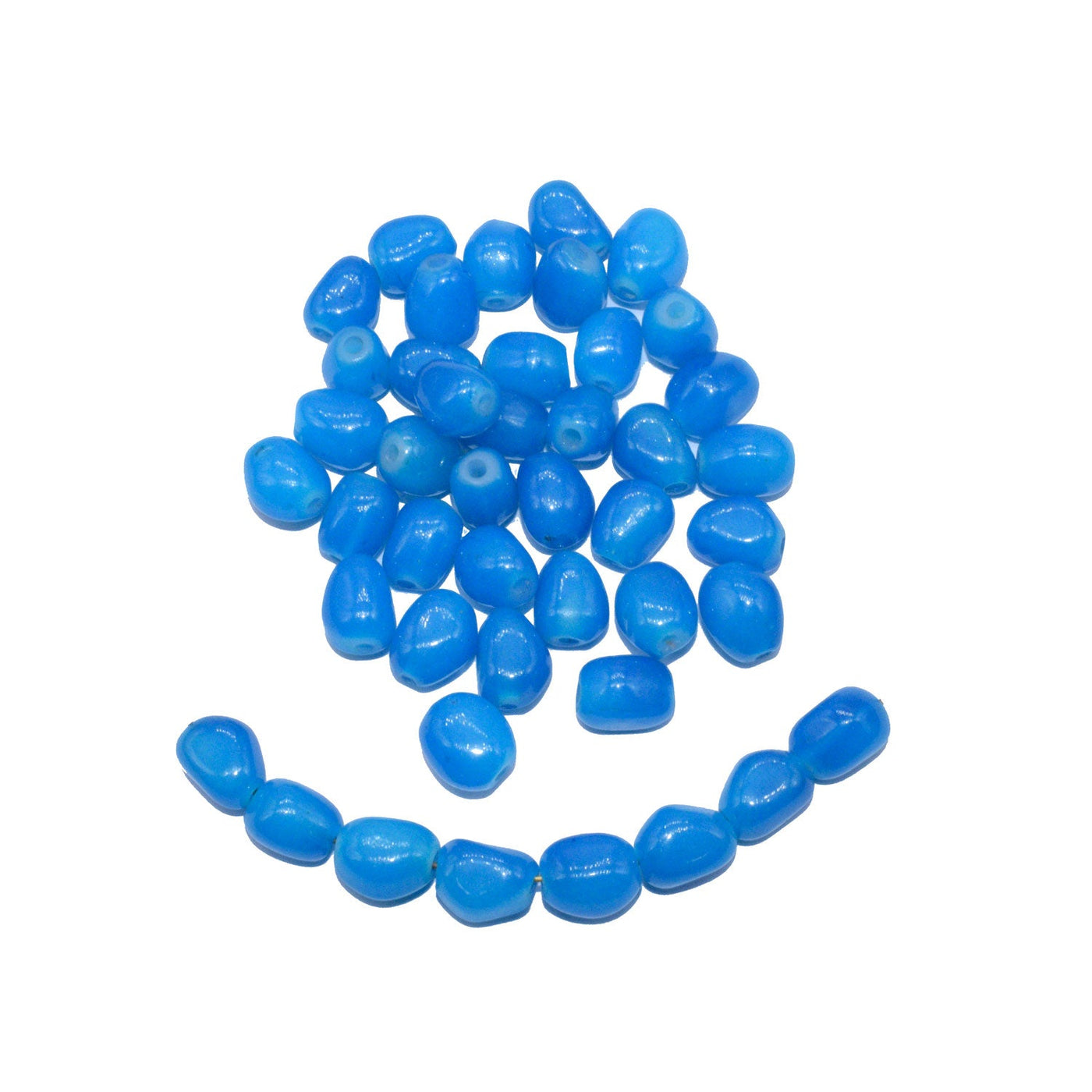 Deep Blue Tumble Painted Glass Beads
