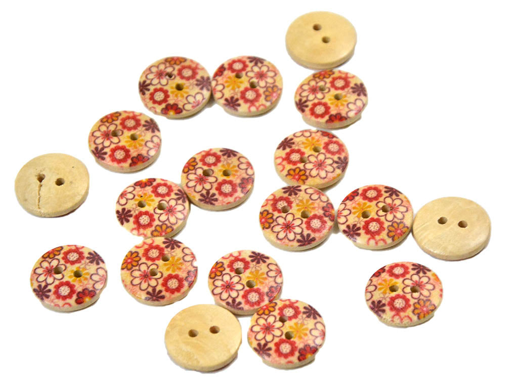 Multicolour Floral Printed 2 Hole Wooden Buttons11