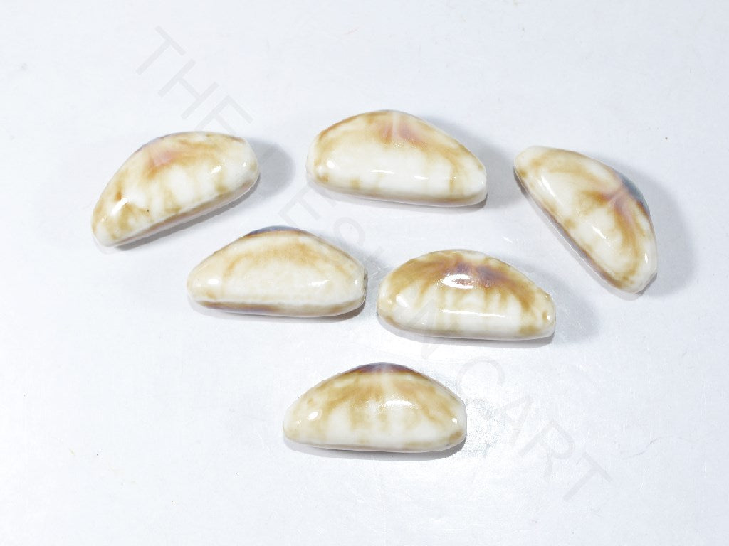 White Brown Semi-Spherical Ceramic Beads (4098685009989)