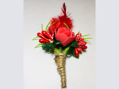 Red Flower Designer Brooch