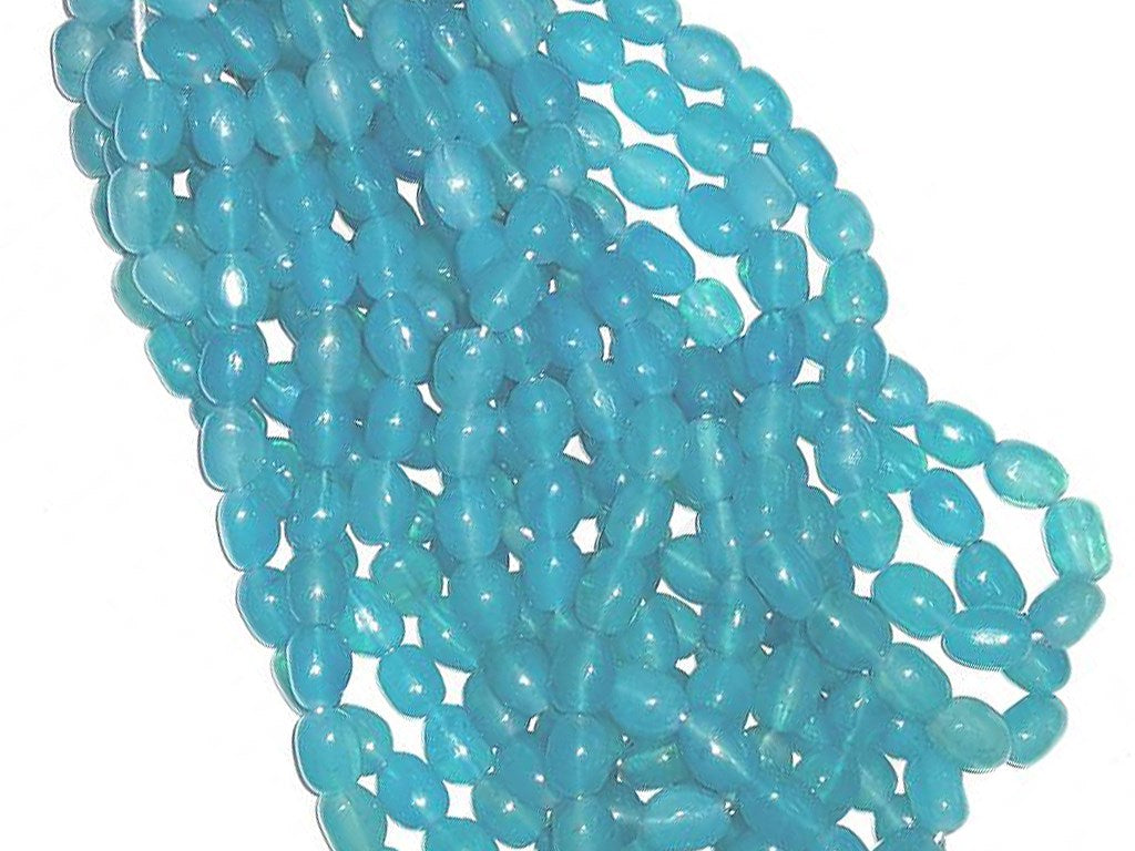 Blue Oval Tumble Glass Beads | The Design Cart (4333698744389)