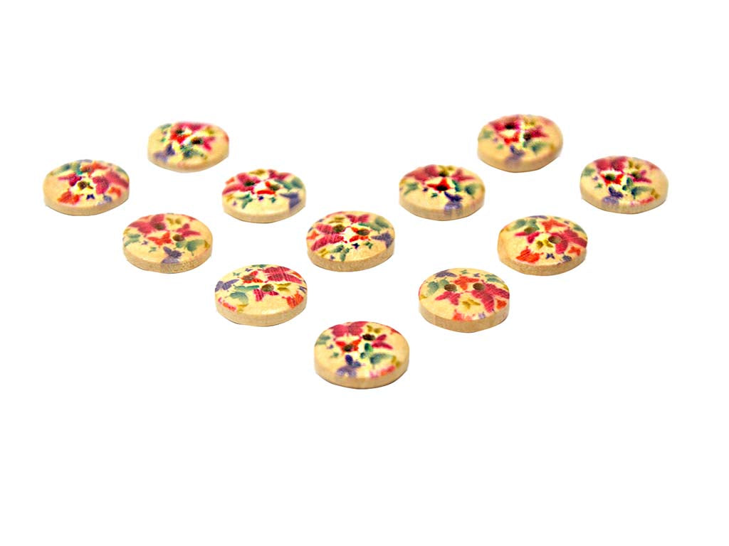 Multicolour Butterflies Printed 2 Hole Wooden Buttons