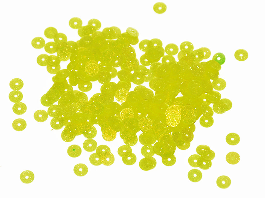 Neon Yellow Shimmer Centrehole Plastic Sequins