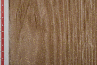 Light Brown Zari Work Pleated Knit Fabric