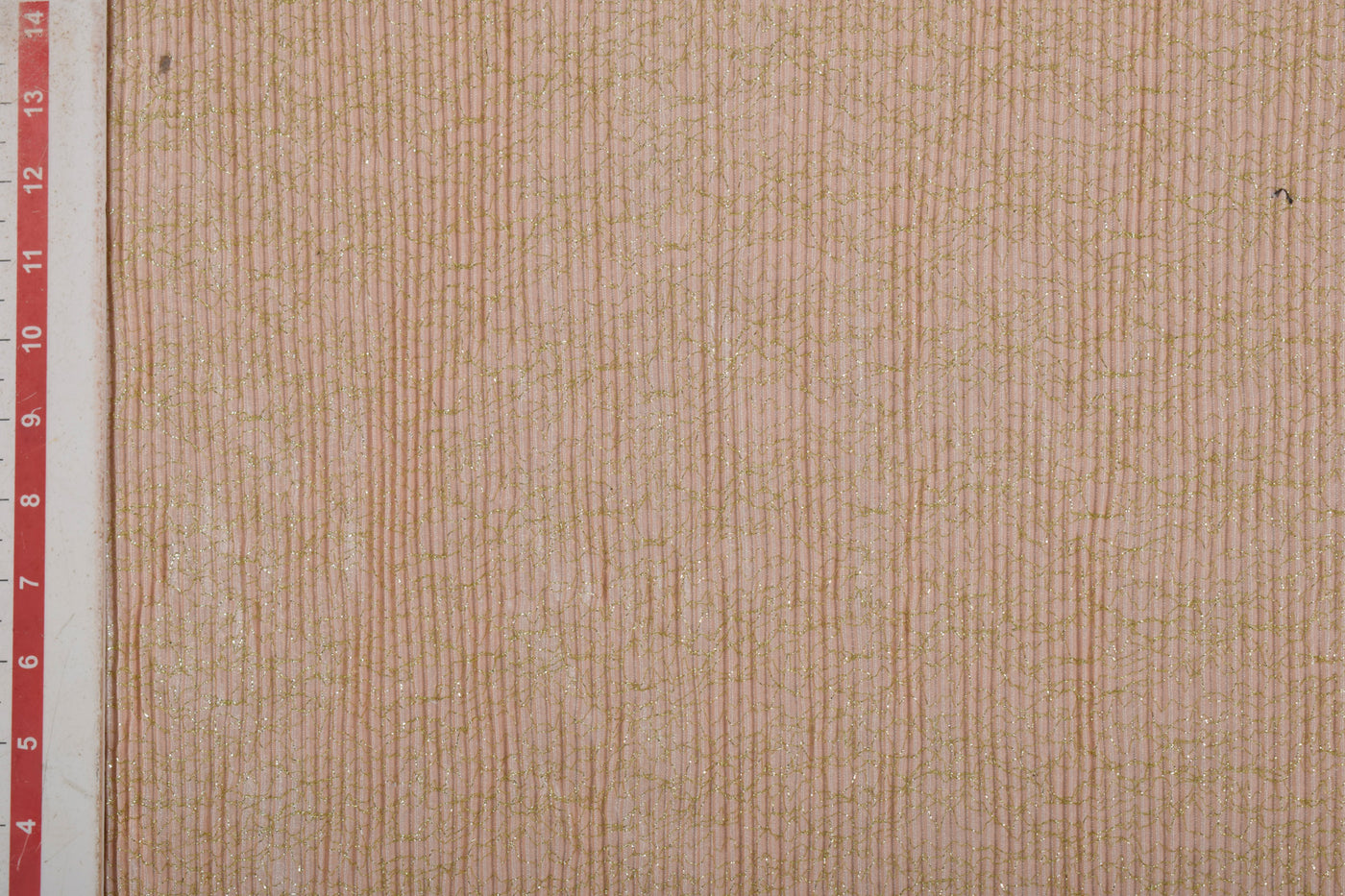 Peach Pleated Zari Knit Fabric