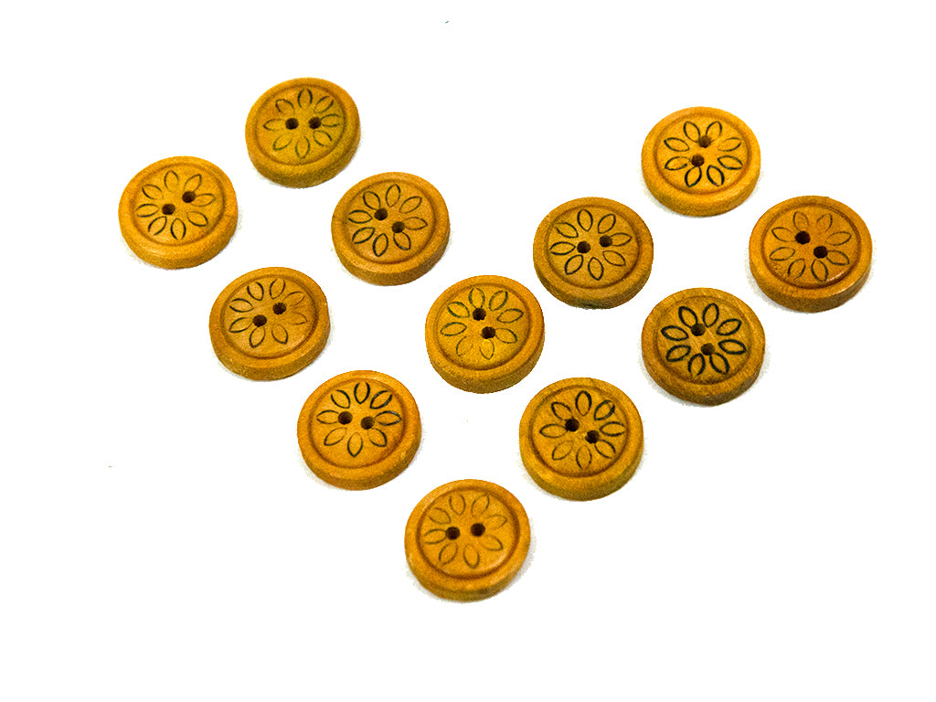 Floral Printed Wooden Buttons 3