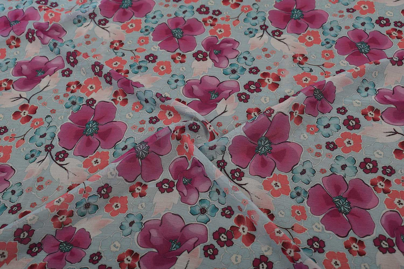 Multicolour Printed Chiffon Fabric