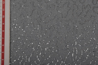 Silver Pleated Lurex Knit Fabric