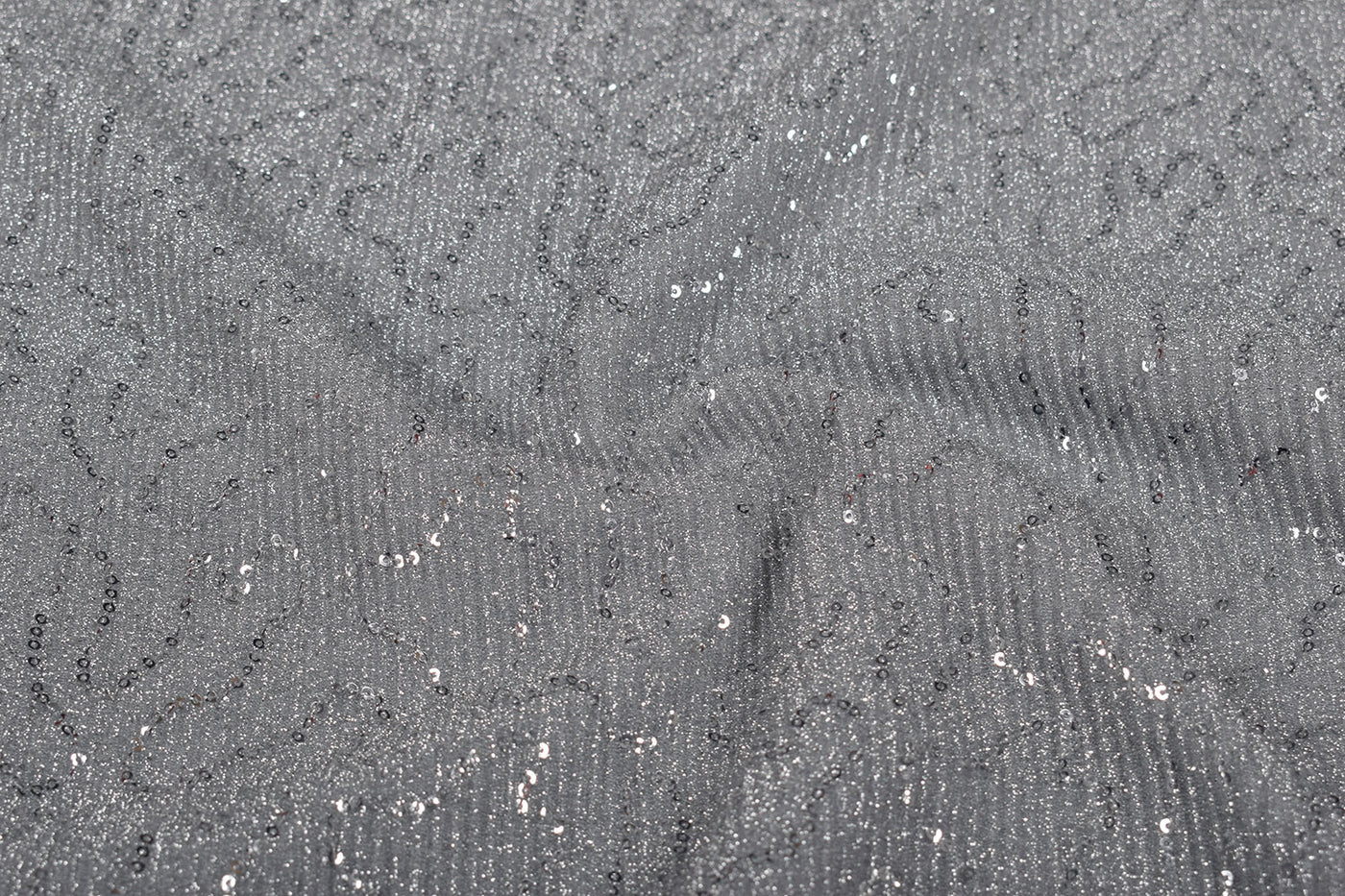 Silver Pleated Lurex Knit Fabric