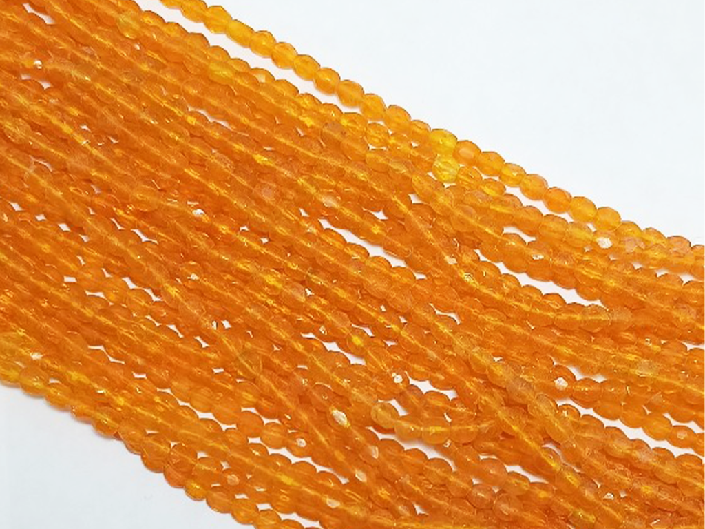 Orange Spherical Faceted Crystal Glass Beads