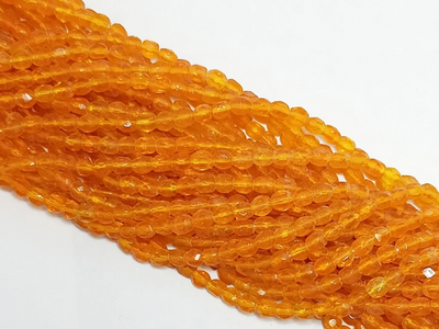 Orange Spherical Faceted Crystal Glass Beads