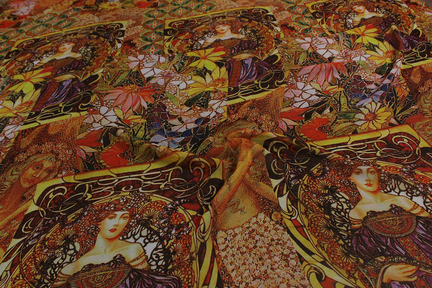 Yellow Printed Georgette Fabric