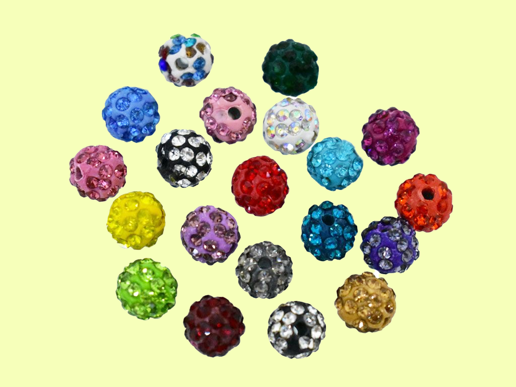 Multicolour Czech Crystal Clay Spherical Shamballa Beads