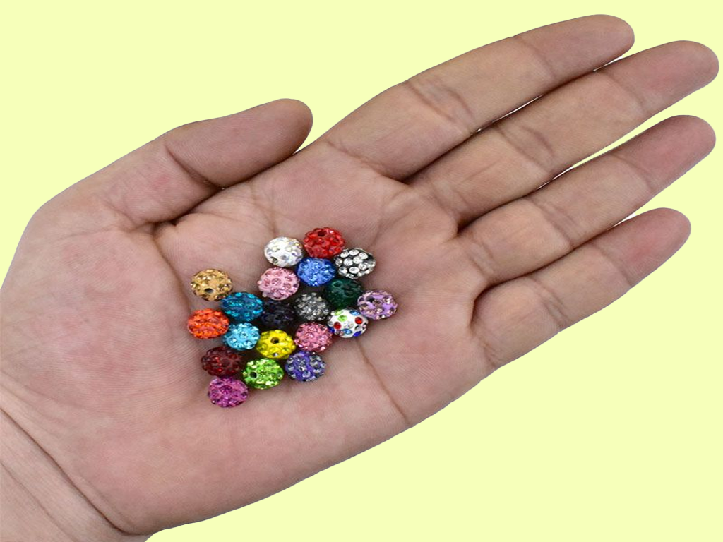Multicolour Czech Crystal Clay Spherical Shamballa Beads