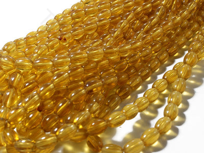 Yellow Oval Pressed Glass Beads (1709209616418)