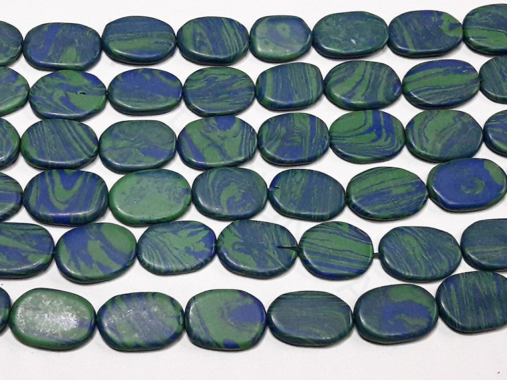 Blue Green Oval Glass Beads | The Design Cart (4351284609093)