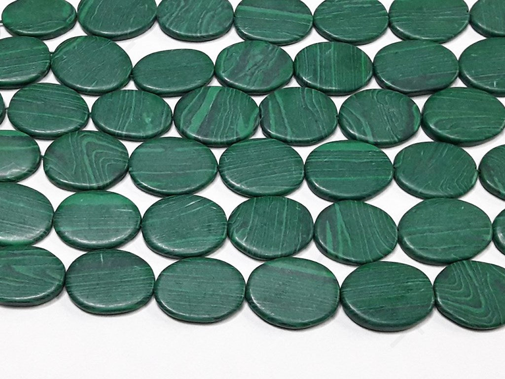 Dark Green Oval Glass Beads | The Design Cart (4351284707397)