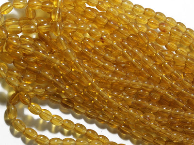 Yellow Oval Pressed Glass Beads (1709209616418)
