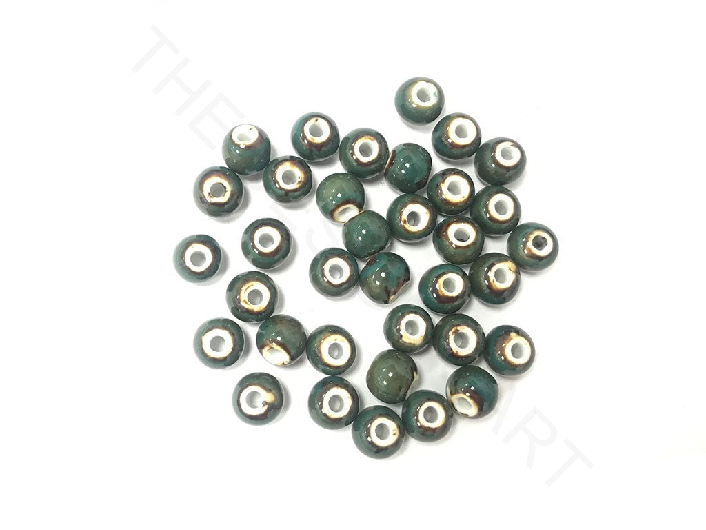 Dark Green Circular Ceramic Beads (4323286712389)