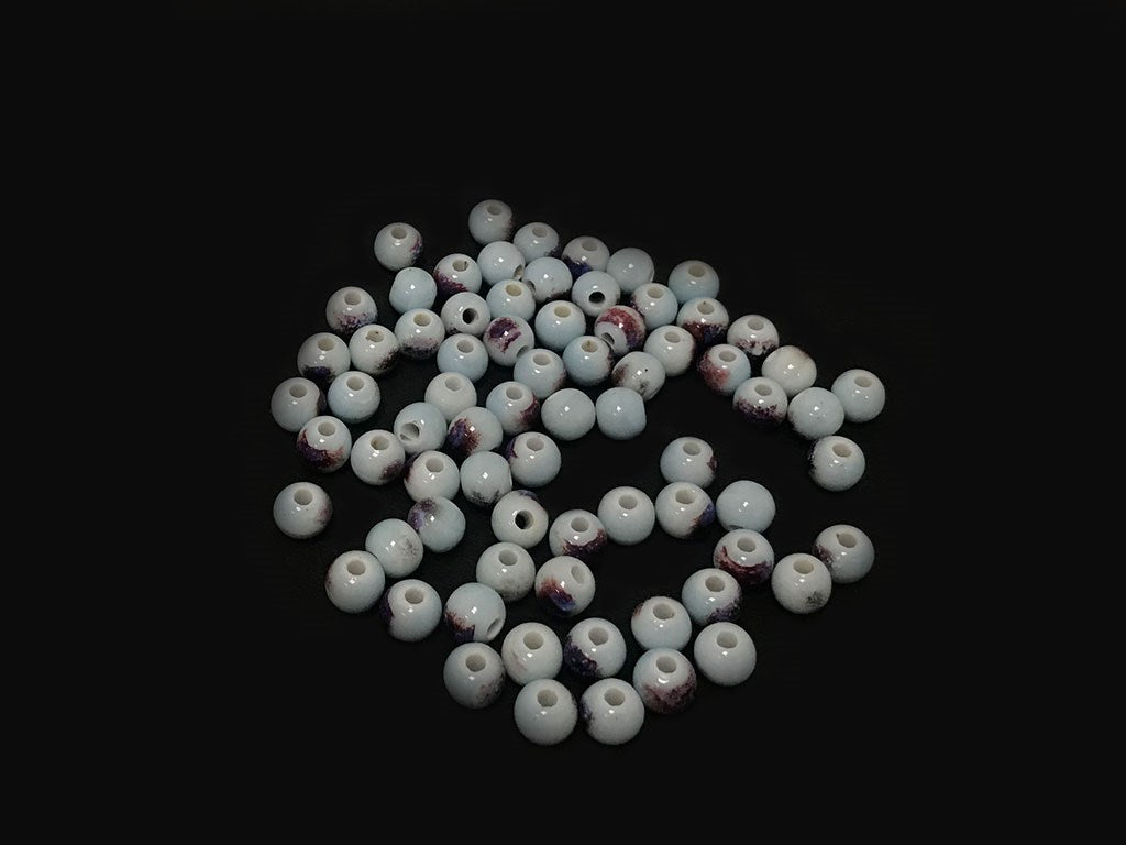 White Purple Circular Ceramic Beads (4323286188101)