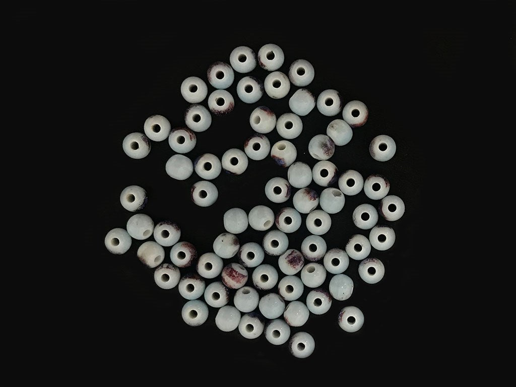 White Purple Circular Ceramic Beads (4323286188101)